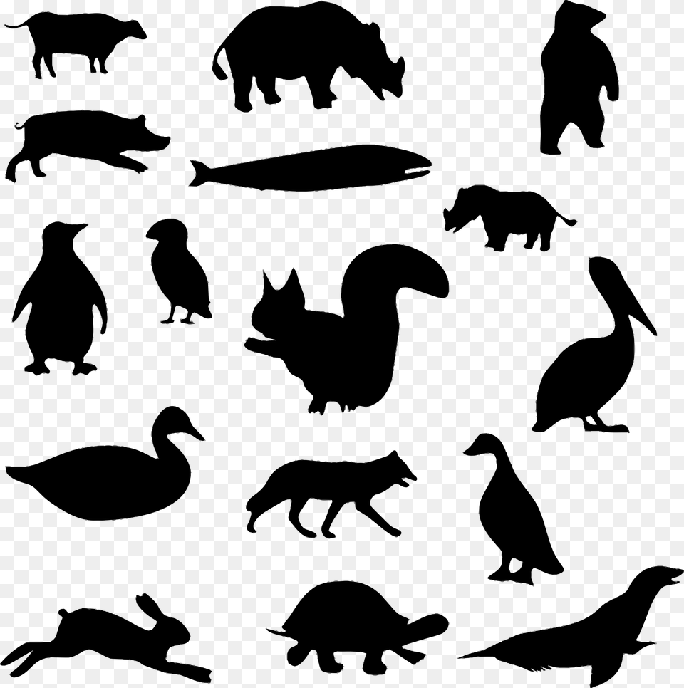 Animal Silhouettes Animal Silhouettes, Gray Free Png