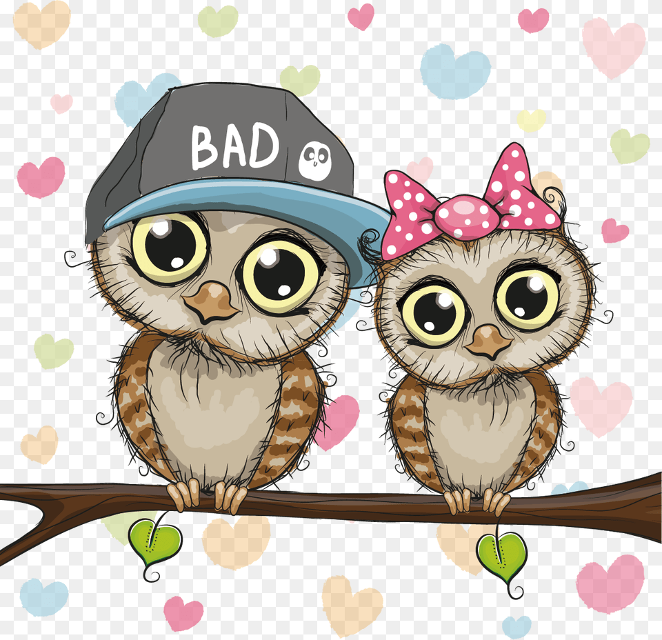 Animals Family Couple Material Illustration Owls Vector Cartoon Owl, Clothing, Hat, Animal, Baby Png Image