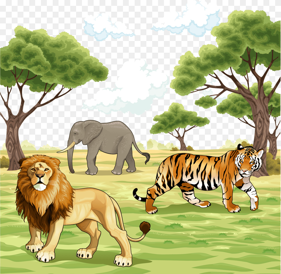 Animals In Nature Clipart Cartoons Animals In The Nature, Animal, Wildlife, Tiger, Zoo Free Transparent Png