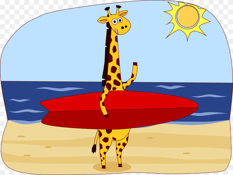 Animals On The Beach Giraffe Clipart, Water, Sea, Nature, Outdoors Free Png Download