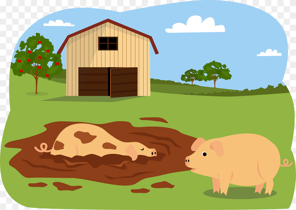 Animals On The Farm Pigs Clipart, Animal, Pig, Mammal, Outdoors Free Transparent Png