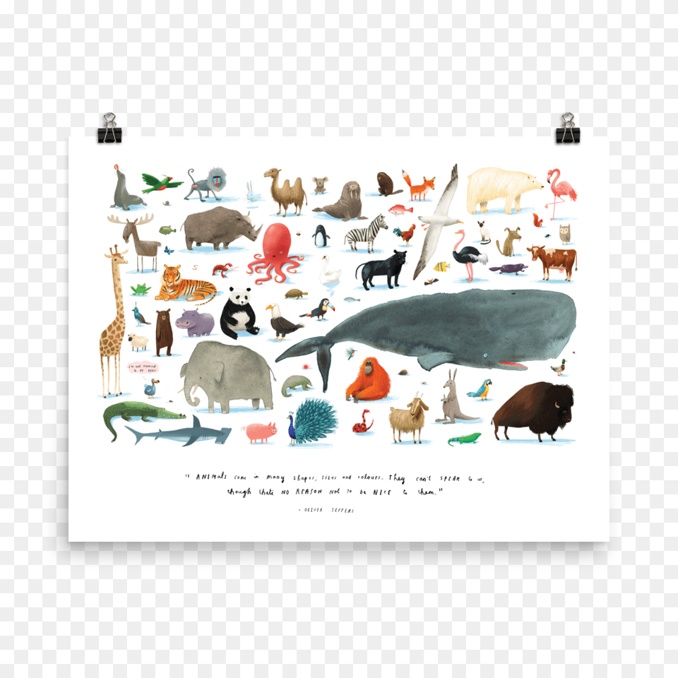 Animalsu0027 Art Poster Oliver Jeffers Here We, Animal, Mammal, Livestock, Cow Png Image
