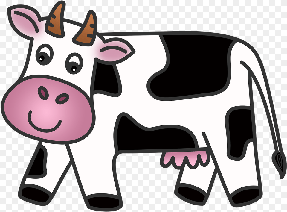 Animated Dairy Cow Clipart Cartoon, Animal, Cattle, Livestock, Mammal Free Png Download