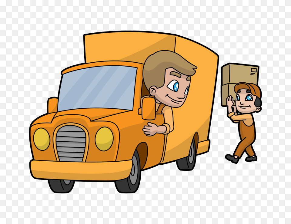 Animated Delivery Truck, Person, Transportation, Van, Vehicle Free Transparent Png