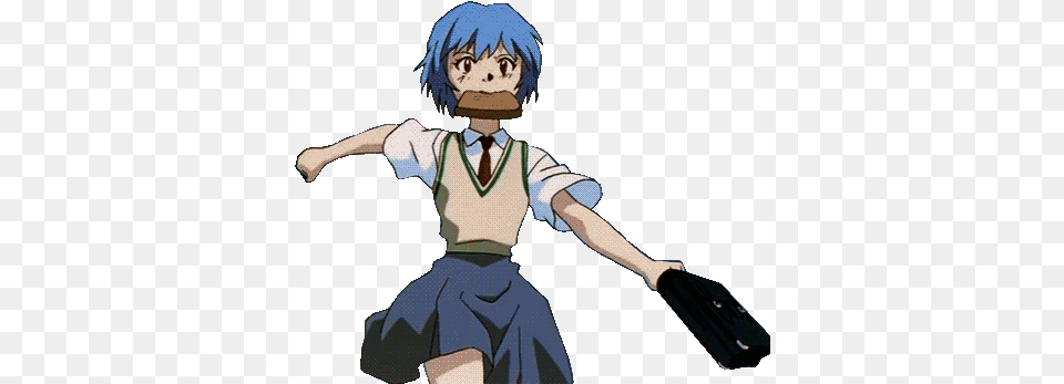 Animated Gif About In Anime Rei Ayanami Gif, Book, Comics, Publication, Person Free Png Download