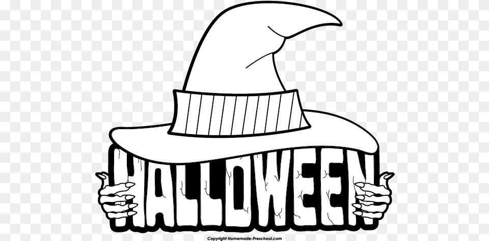 Animated Happy Halloween Clipart Halloween Clip Art Black Black White Halloween Clip Art, Clothing, Hat, Stencil, Person Png Image