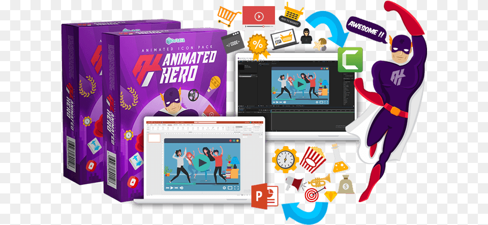 Animated Hero Review Bonus 4800 Highquality Vector Microsoft Powerpoint, Person, Adult, Male, Man Free Transparent Png