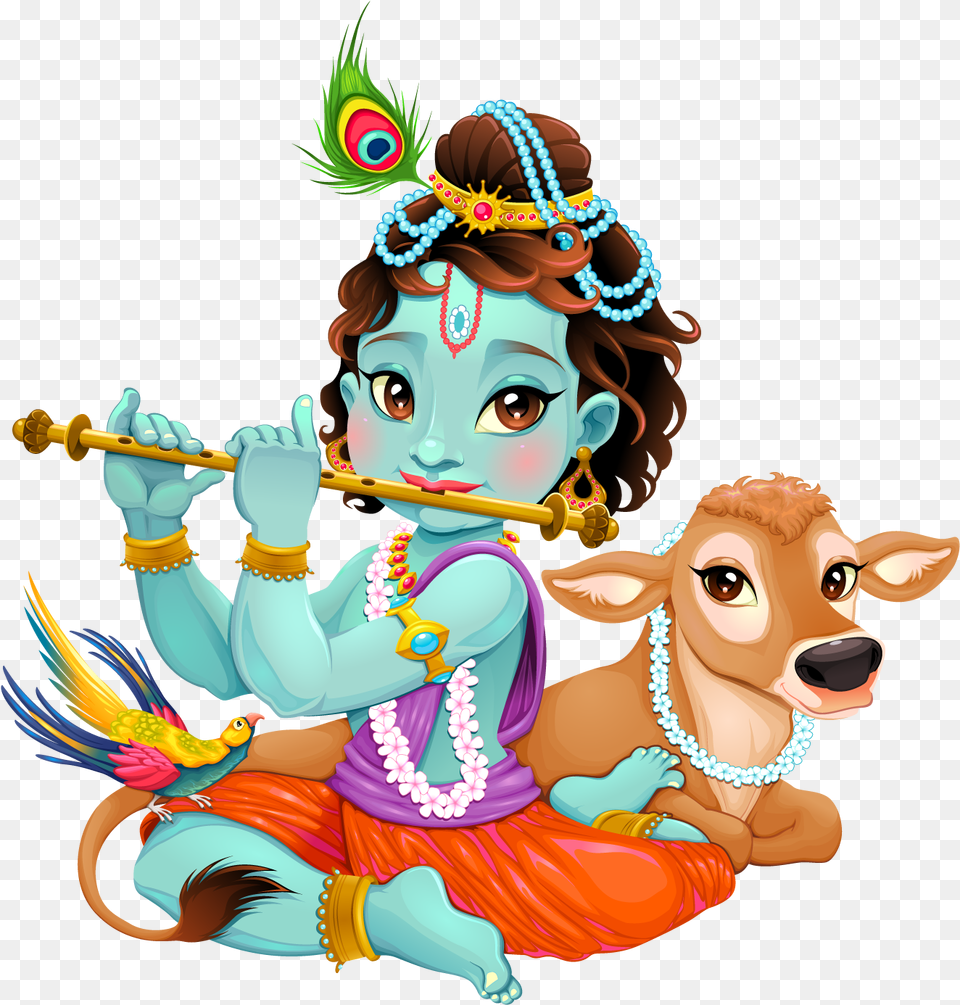Animated Krishna Wallpapers Top Animated Krishna Krishna Cartoon Images, Baby, Person, Face, Head Free Png Download