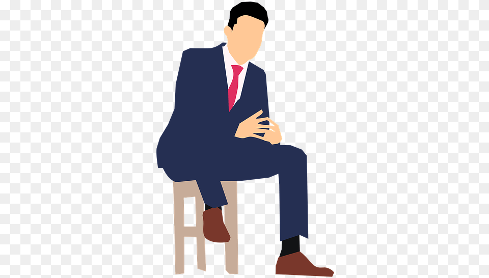 Animated Man In Suit, Sitting, Person, Clothing, Formal Wear Png Image