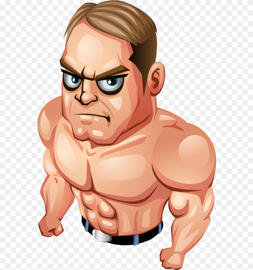 Animated Muscle Man Muscle Man Cartoon, Baby, Person, Face, Head Free Png