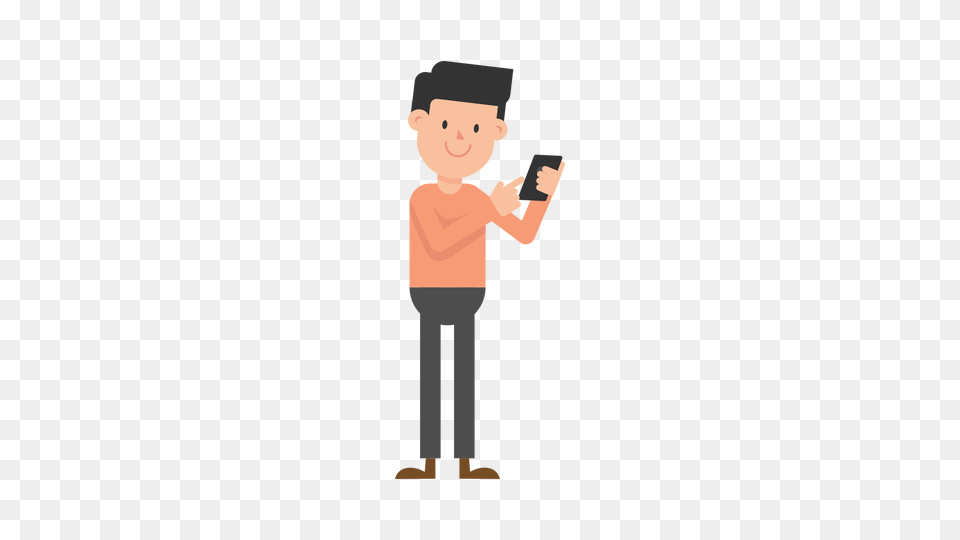 Animated Person Looking Man With Phone Vector, People, Photography, Baby, Face Free Png Download