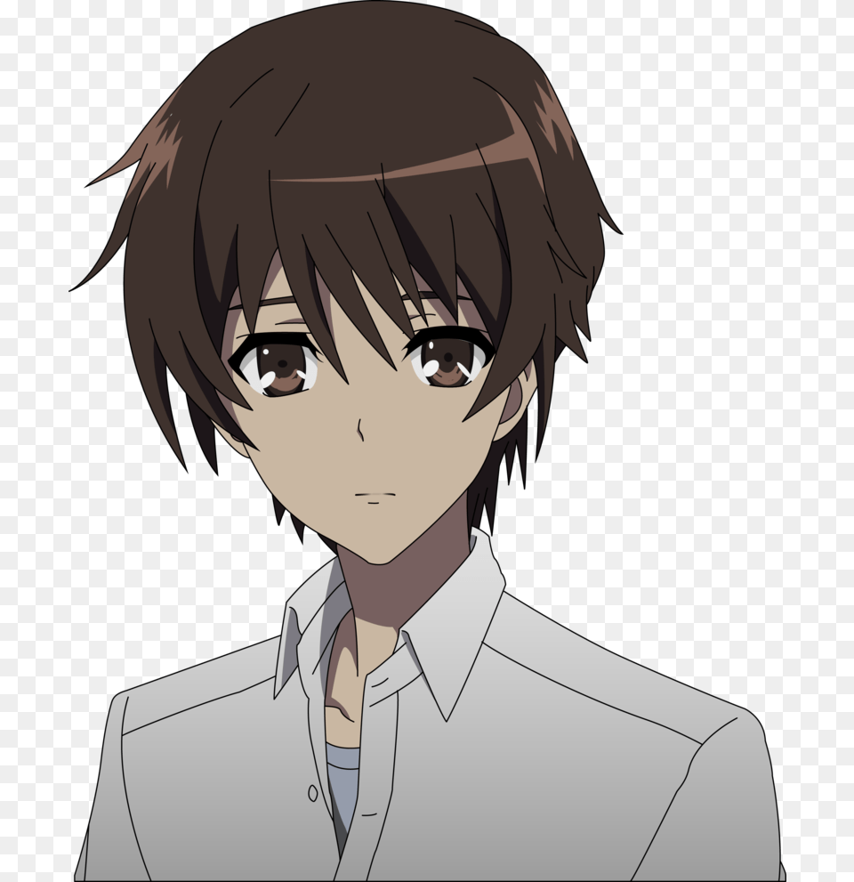 Animated Sad Boy Image Purepng Cc0 Brown Hair Anime Boy, Publication, Book, Comics, Person Free Png Download