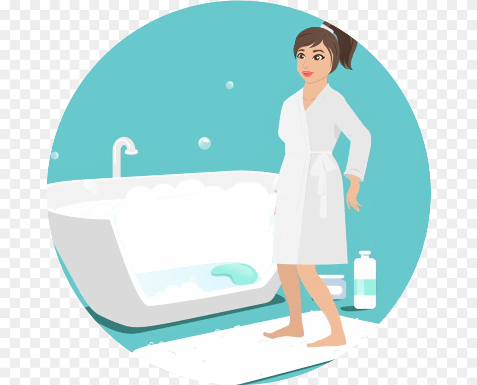 Animation Circle Empty Tub Illustration, Bathing, Bathtub, Person, Adult Free Png