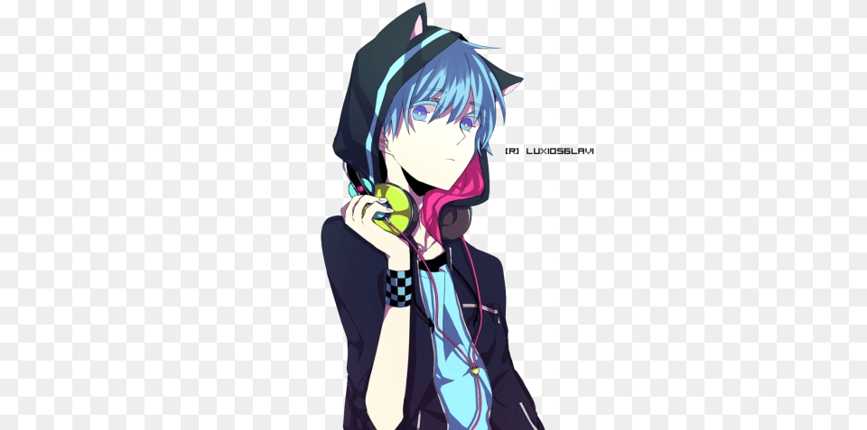 Anime And Vectors For Download Dlpngcom Anime Boy With Headphones, Publication, Book, Comics, Person Free Png