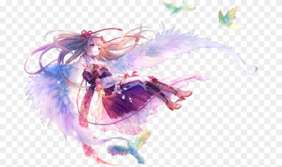 Anime Angel Girl, Person, Animal, Bird, Face Png Image