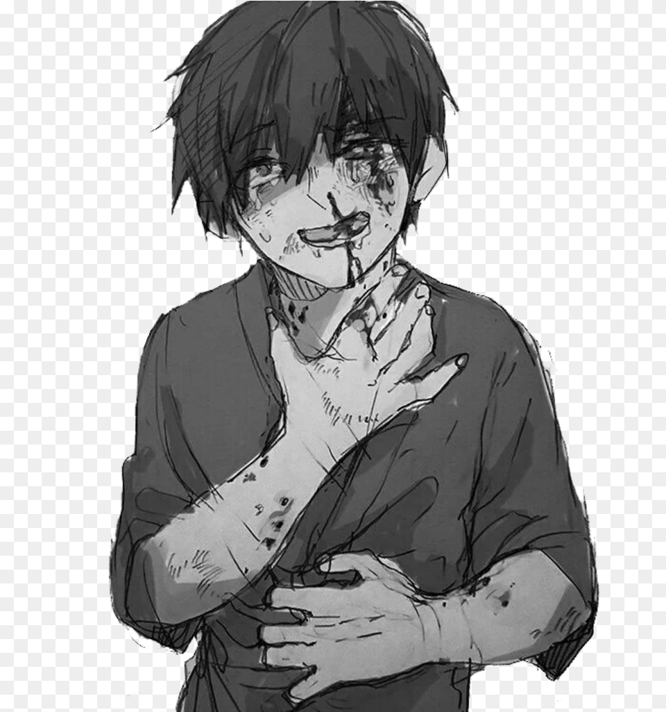 Anime Animeboy Sad Pain Edgy Gore Scary Idk Emo Rwby X Abused Male Reader, Adult, Person, Man, Publication Png Image