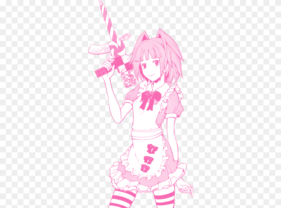 Anime Animegirl Assassinationclassroom Maid Gun Cute Anime Girl Killer, Book, Clothing, Comics, Costume Png Image