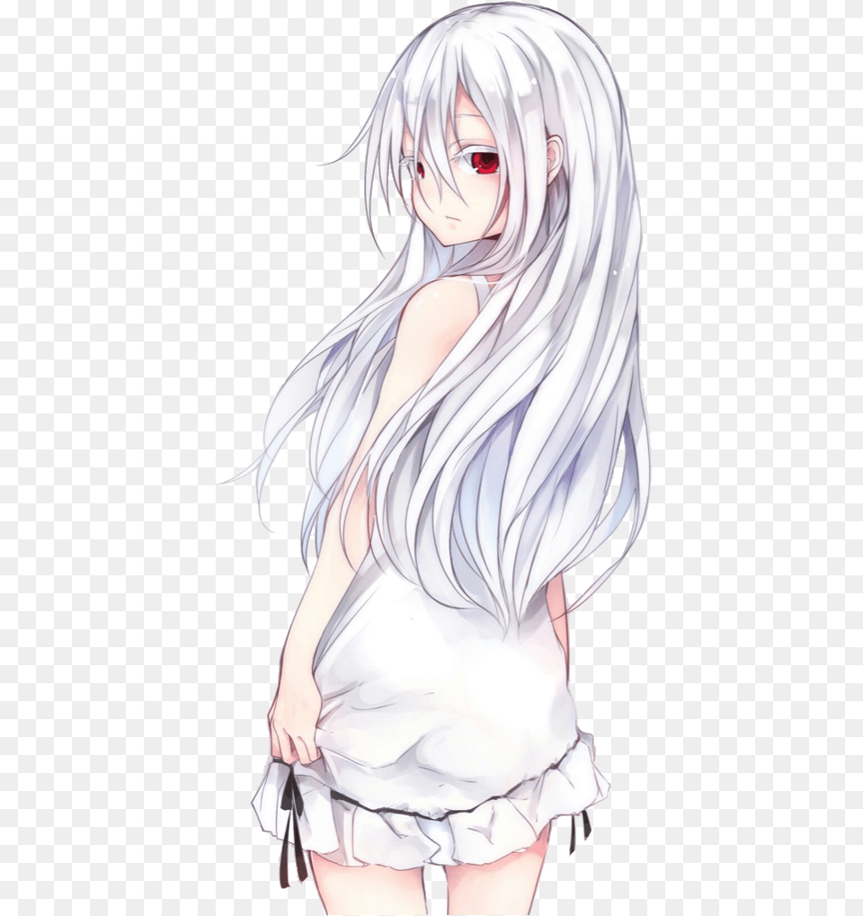 Anime Animegirl White Whitehair Freetoedit Anime Girl With Long White Hair, Adult, Publication, Person, Female Png