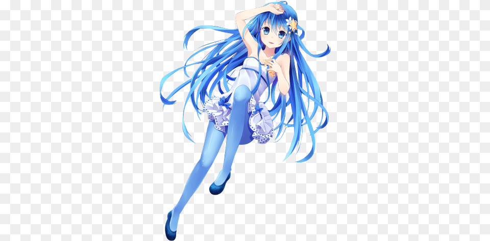 Anime Blue Hair Anime Girl With Blue Hair Full Body Transparent, Book, Comics, Publication, Adult Png