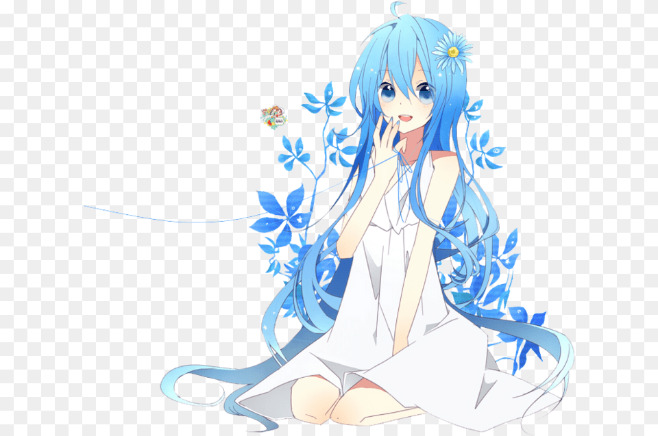 Anime Blue Hair Render Blue Haired Anime Girl Sad, Publication, Book, Comics, Adult Png Image