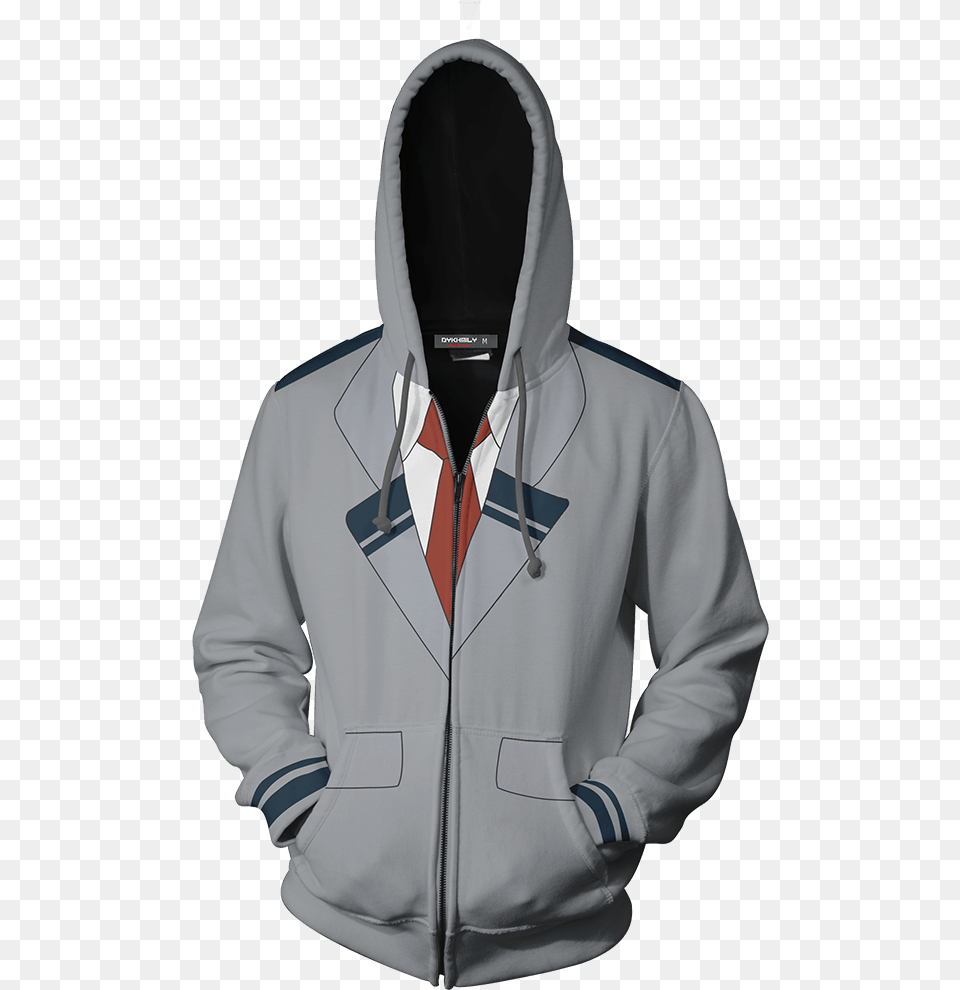 Anime Boku No Hero Academia Fan Zip Up Hoodie Fullprinted Grey Playstation Hoodie, Clothing, Coat, Hood, Jacket Png Image