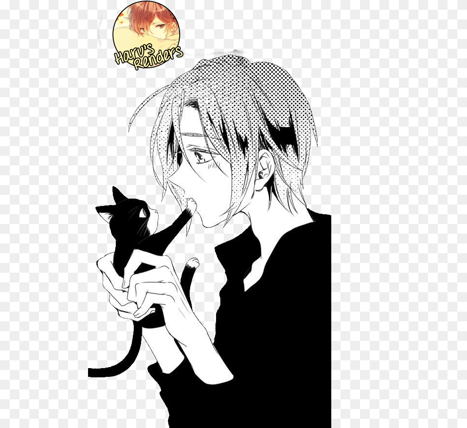 Anime Boy And Cat Render By H Dlpngcom Anime Boy With Cat, Publication, Book, Comics, Manga Free Png Download