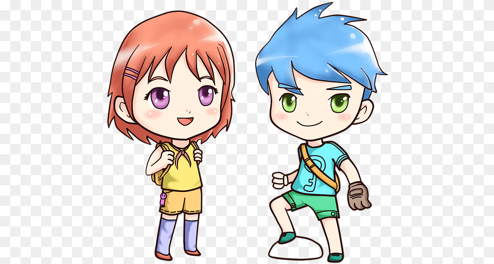 Anime Boy And Girl, Book, Comics, Publication, Baby Png Image