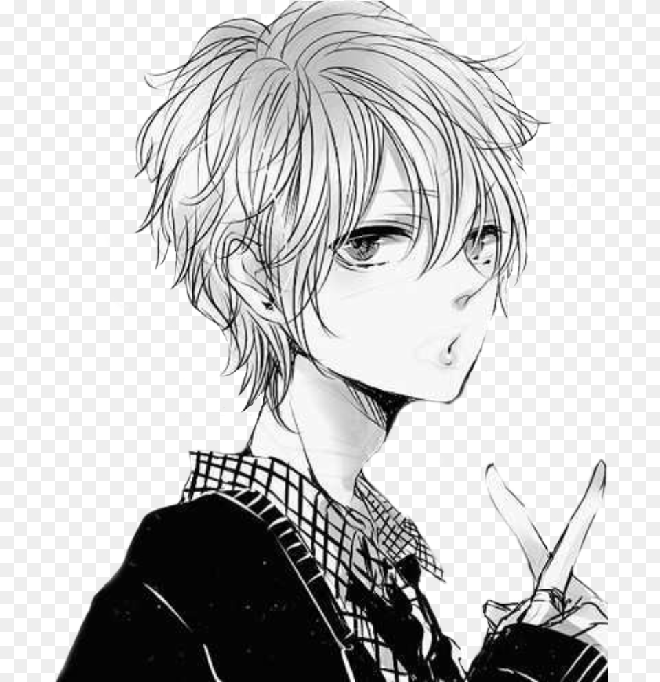 Anime Boy Black And White Transparent, Adult, Publication, Person, Manga Free Png