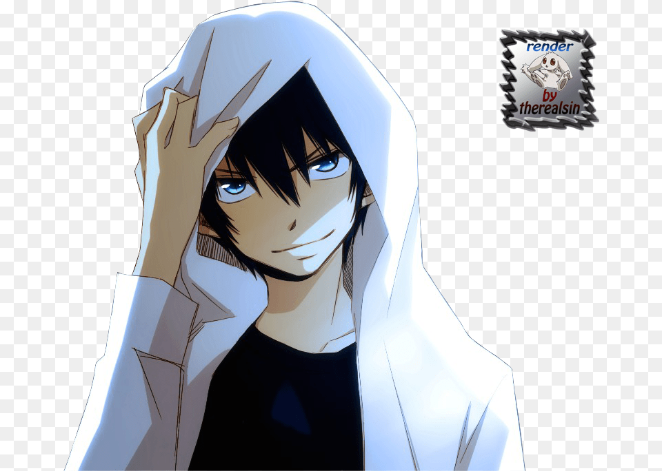 Anime Boy Black Hair Blue Eyes, Book, Comics, Publication, Adult Png Image