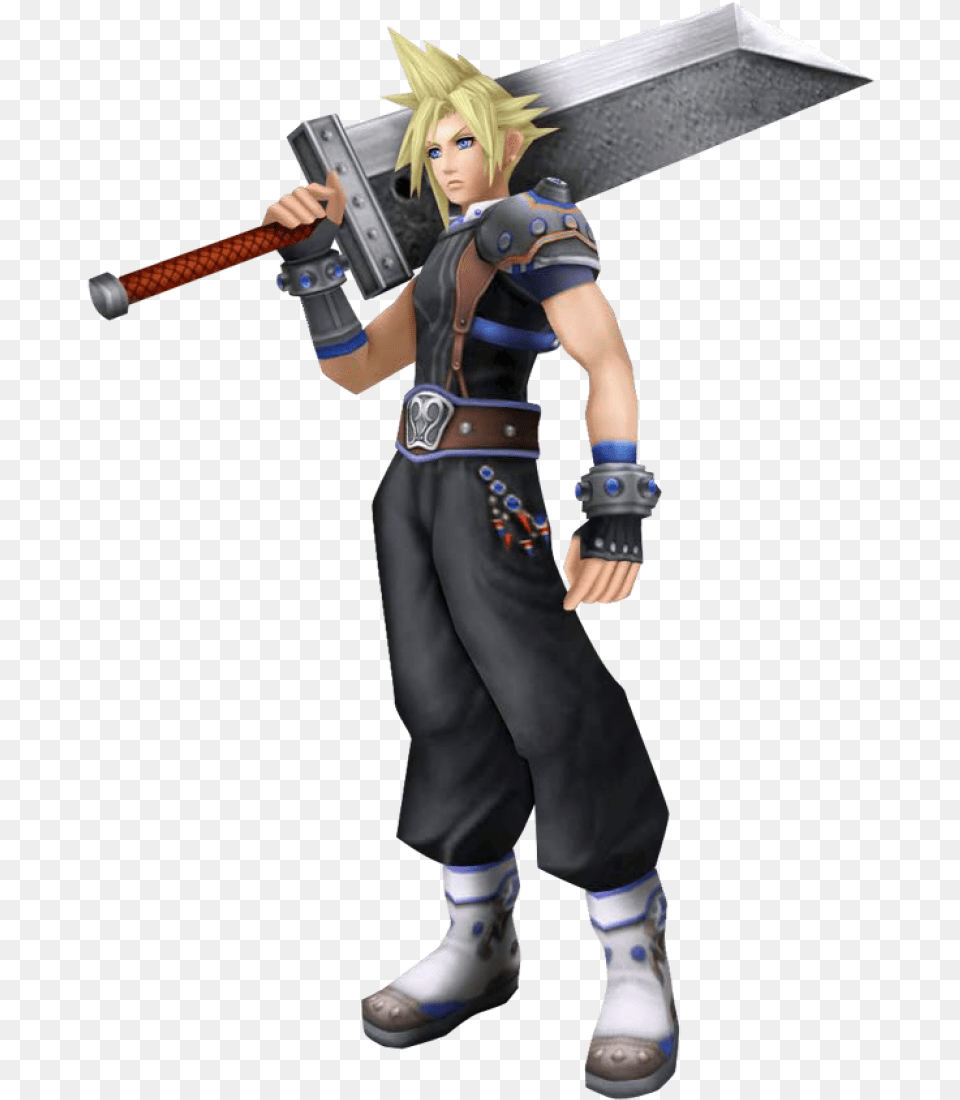 Anime Boy Holding Sword Cloud Strife Dissidia, Book, Clothing, Comics, Costume Png Image