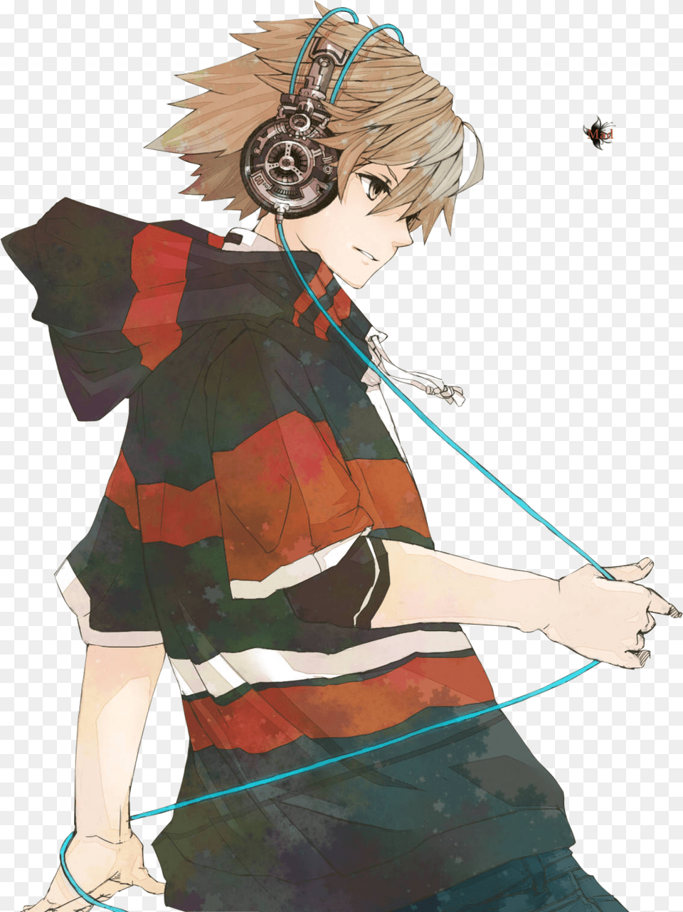 Anime Boy Is Listening Music Image Anime Boy Listening To Music, Person, Book, Comics, Publication Png