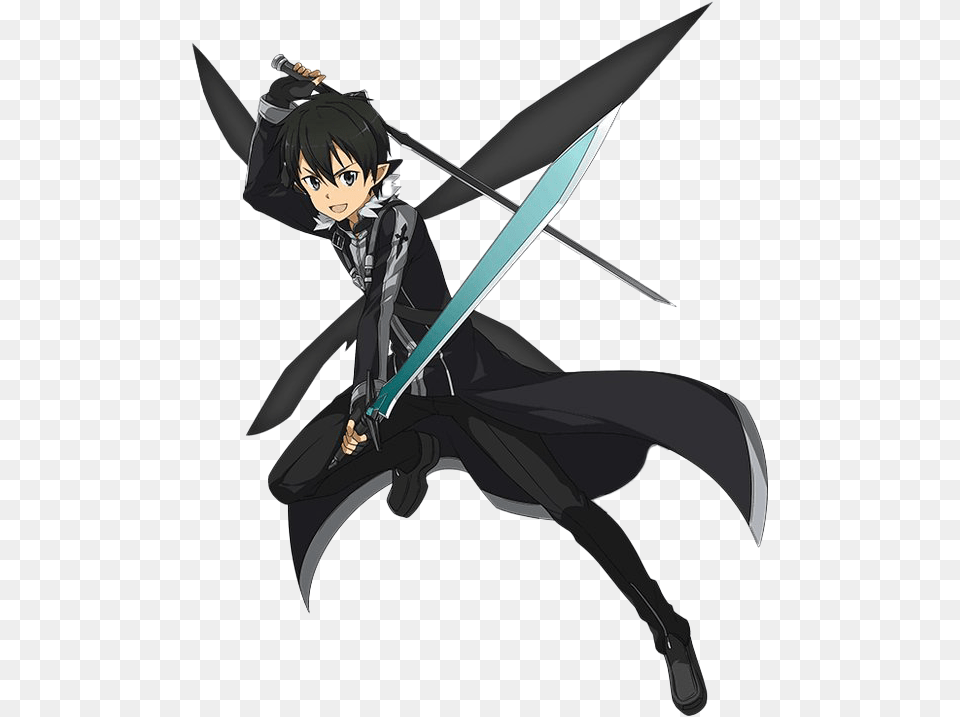 Anime Boy Kirito Clipart Sword Art Online Kirito Alo, Weapon, Book, Comics, Publication Free Png