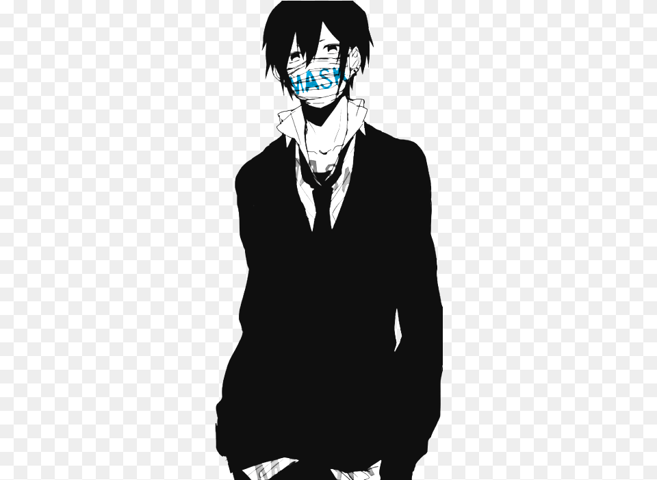 Anime Boy Sad Anime Boy With Mask, Stencil, Book, Comics, Publication Png