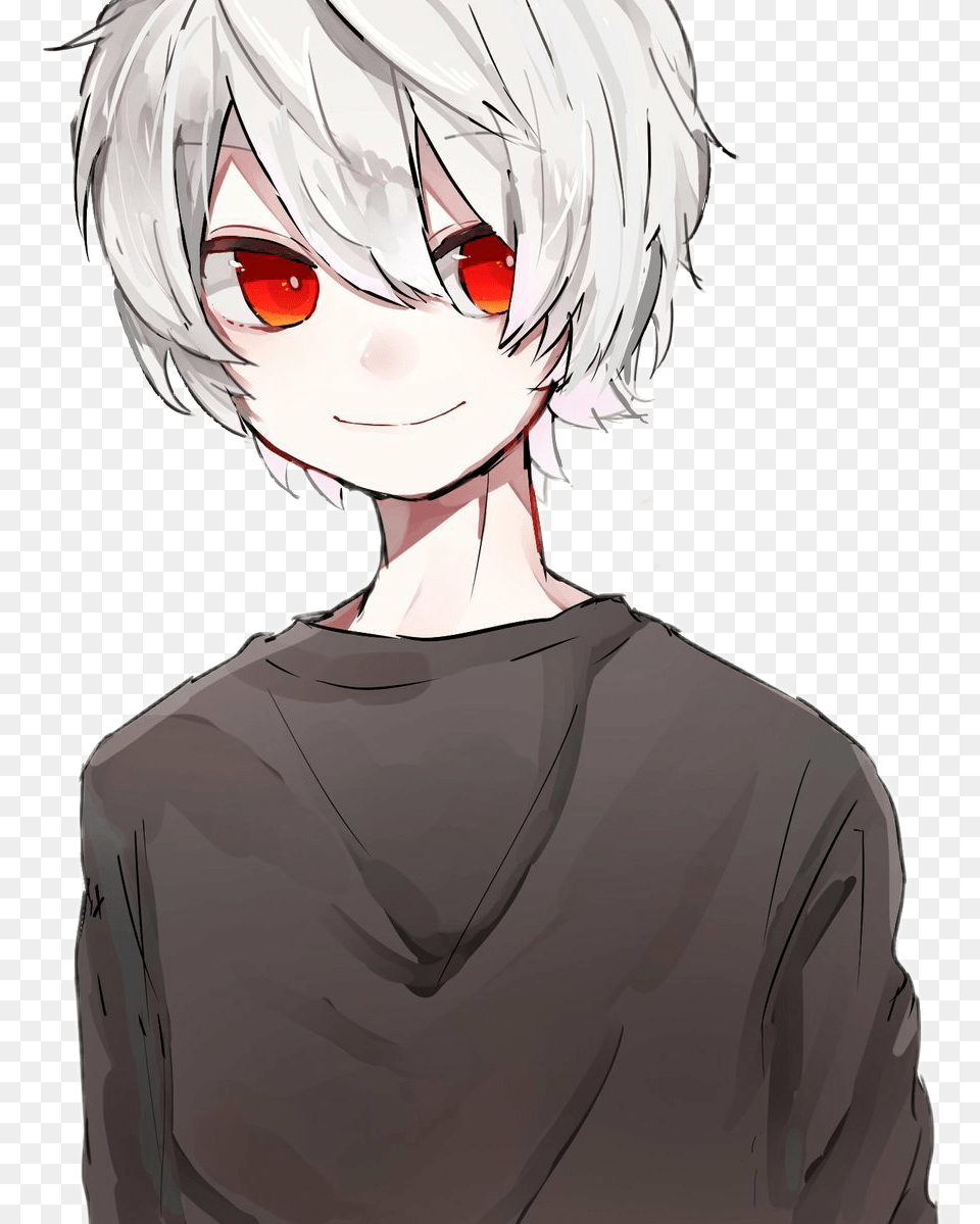 Anime Boy White Hair Red Eyes, Publication, Book, Comics, Person Free Transparent Png
