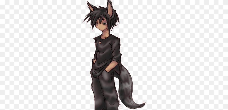 Anime Boy With Cat Ears And Tail Anime Boy With Black And Red Wolf Boy, Book, Comics, Publication, Adult Free Png Download