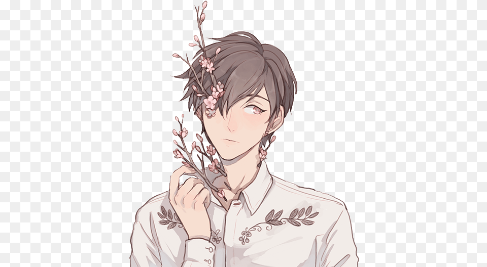 Anime Boy With Flowers, Publication, Book, Comics, Person Free Transparent Png