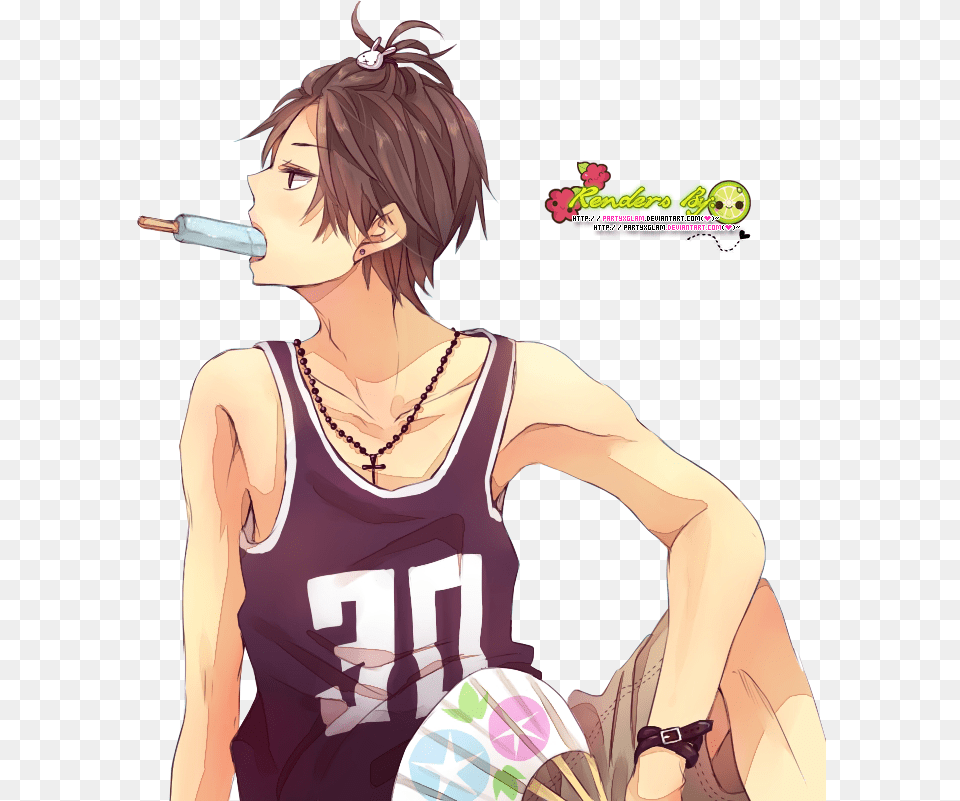 Anime Boy With Popsicle, Book, Comics, Publication, Woman Free Png Download