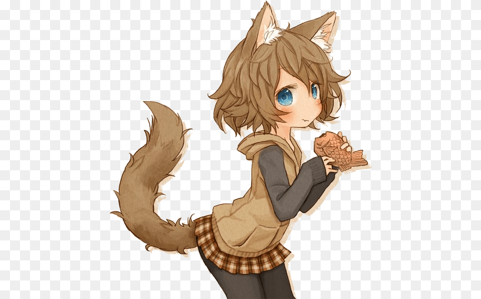 Anime Cat Girl Brown Clipart Brown Hair Catgirl Anime, Baby, Person, Book, Comics Free Png