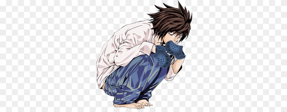 Anime Characters With Crocs Dms Open Death Note Characters L, Book, Comics, Manga, Publication Png