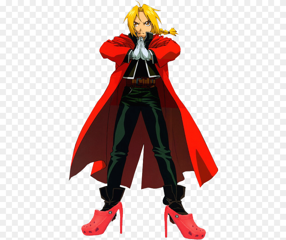 Anime Characters With Crocs Dms Open Fullmetal Alchemist Edward Elric, Book, Cape, Clothing, Comics Free Png Download