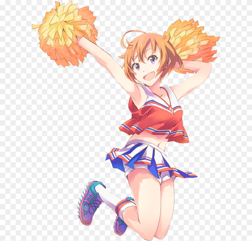 Anime Cheerleader Jumping Anime Girl Cheerleader, Book, Publication, Comics, Person Png Image