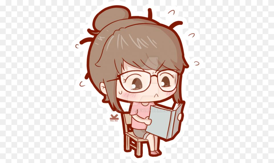 Anime Chibi Girl Studying Anime Chibi Studying, Baby, Photography, Person, Publication Free Png