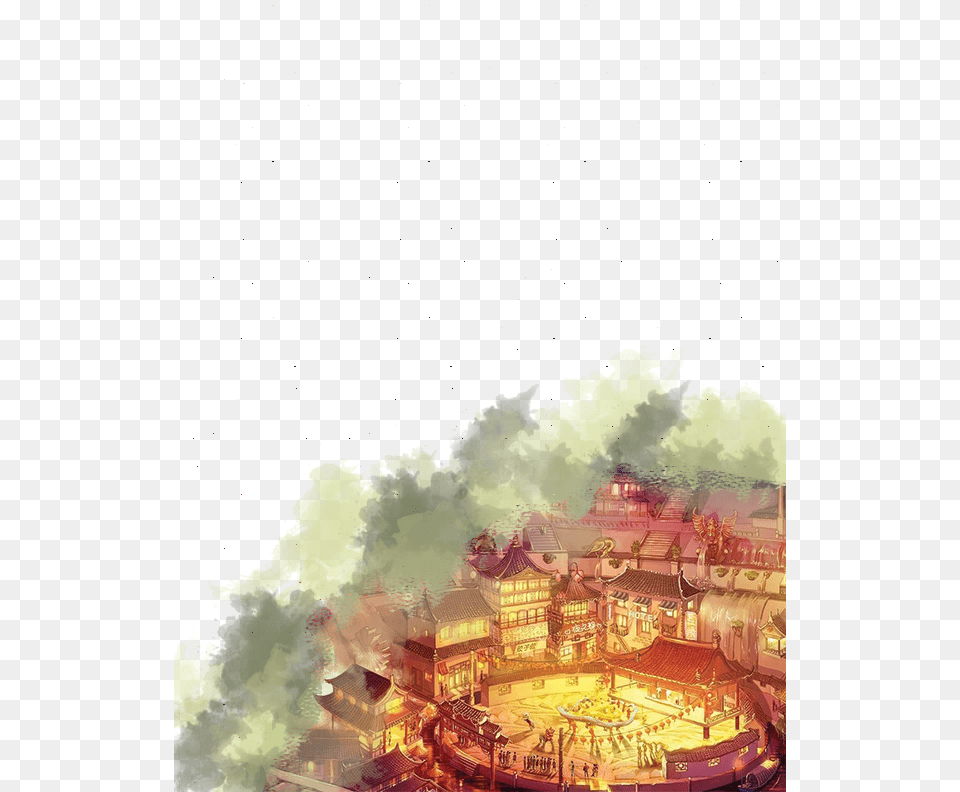 Anime Circus Scenery, Architecture, Building, Smoke Png Image