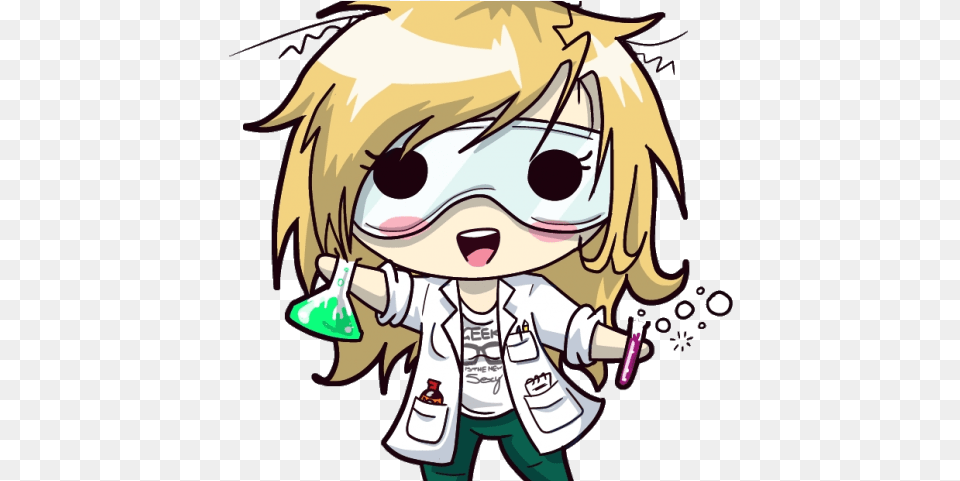 Anime Clipart Science Anime Chibi Science Girl Cartoon Scientist Drawing, Book, Comics, Publication, Person Free Png