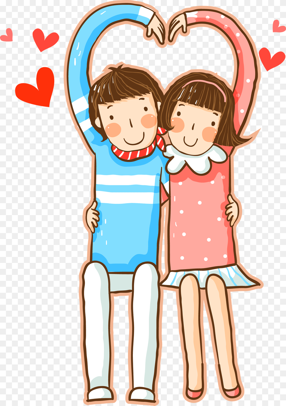 Anime Couple Clipart Images Cute Couple Love Cartoon, Person, Face, Head, Heart Free Png Download