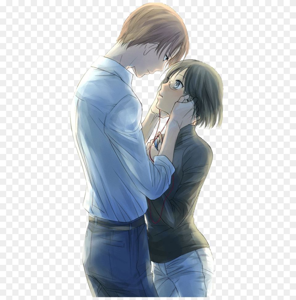 Anime Couple Kiss Vector Anime Girl With Short Hair, Book, Comics, Publication, Adult Png Image