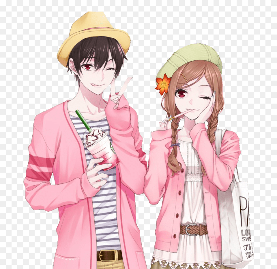 Anime Couple Sweet Cute Anime Couples, Publication, Book, Clothing, Coat Png