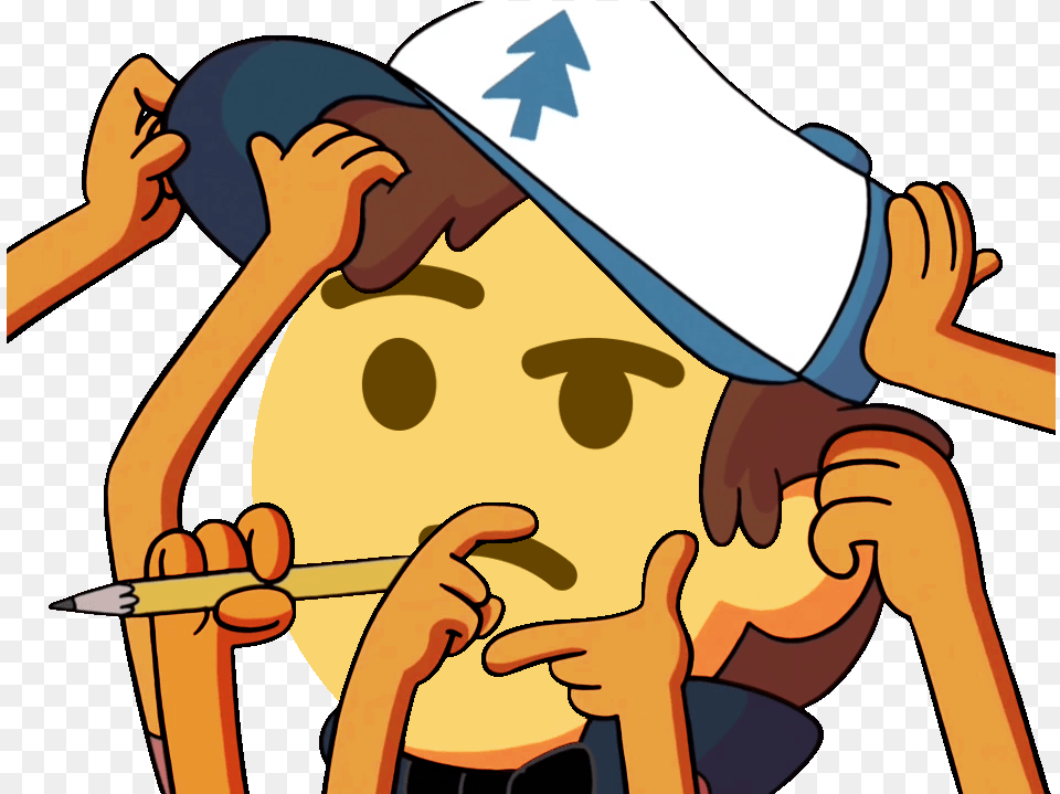 Anime Face Thinking Gravity Falls Emoji Discord, Baby, Person, Clothing, Hat Free Transparent Png