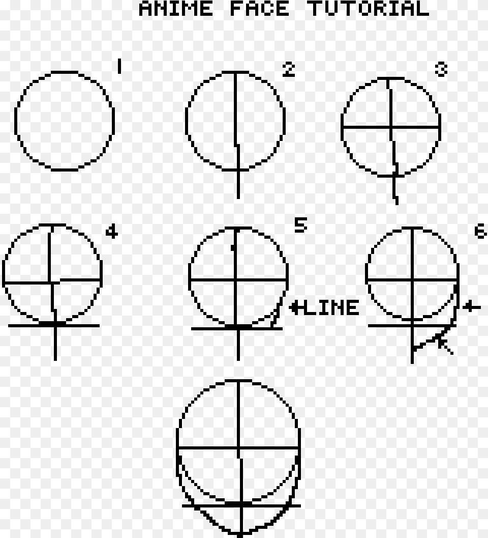 Anime Face Tutorial, Gray Png