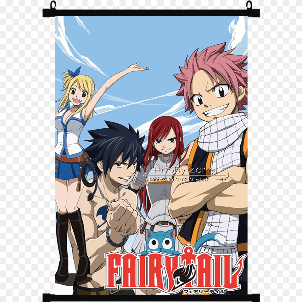 Anime Fairy Tail Group Wall Scroll 04 Fairy Tail Anime, Book, Publication, Comics, Person Free Transparent Png